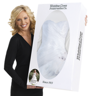 Wedding Gown Preservation Company Cleans and puts it in a window Box Display