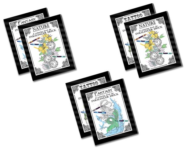 Choose your own 2 pack of Inkslinger Erick Tattoo coloring book digital downloads