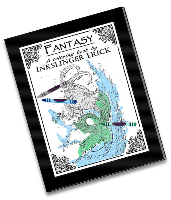 Fantasy: A Coloring Book by Inkslinger Erick tattoo themed digital download