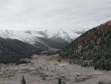View of Independence pass near Aspen, Colorado with early winter colors