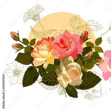 Illustration von schönen Blumen in gelb und rot