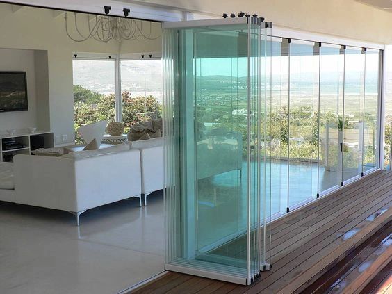 Frameless glass folding doors