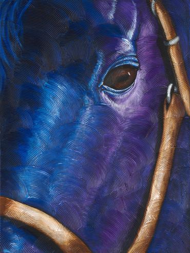 Close up painting of a horse. Got My Eye On You, acrylic on board.