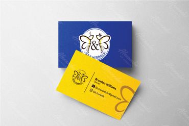 Blue and yellow business card design