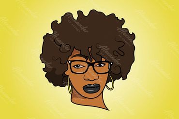 Cartoon Illustration of a woman with an afro