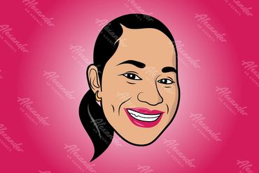 Cartoon Illustration of a woman in ponytail