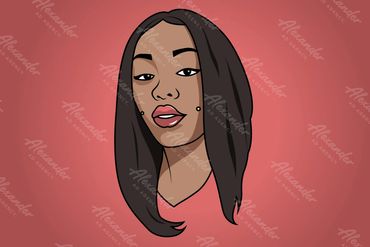 Cartoon Illustration of a woman with cheek piercings