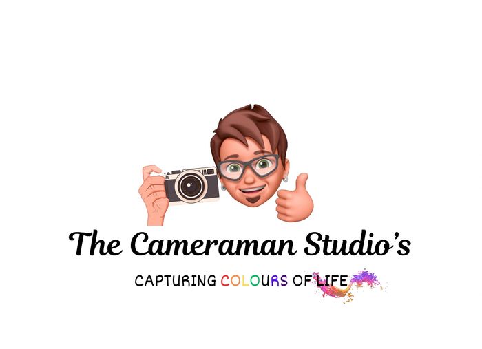 Logo of The Cameraman Studio with a camera emoji and colorful text.