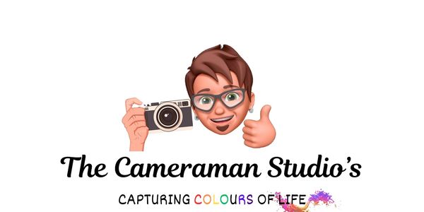 Logo of The Cameraman Studio with a camera emoji and colorful text.