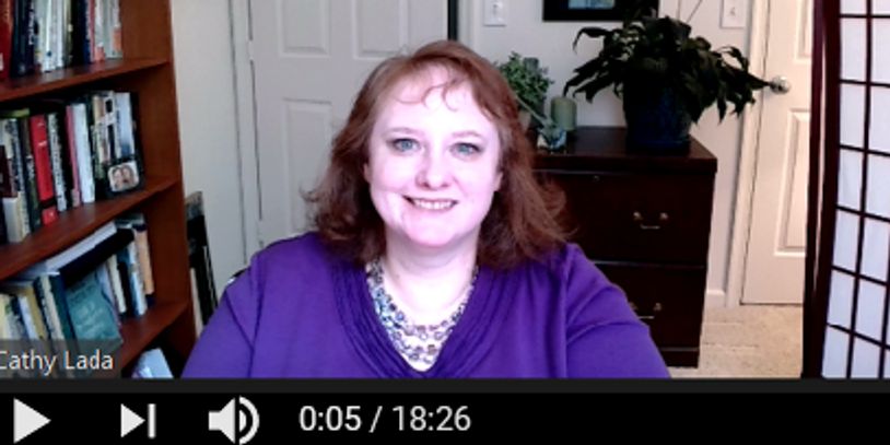 A still image capture from a video interview of Cathy Lada, D.Sc., CAE that links to the video. 