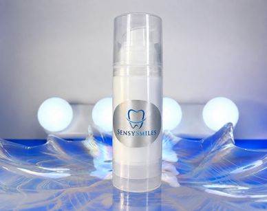 Tooth care product labeled SensySmiles.