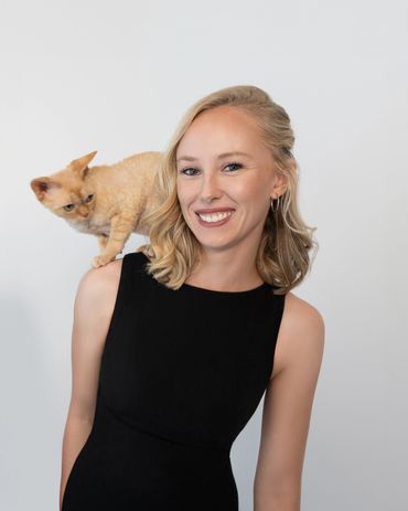 Me with my Devon Rex on my shoulders