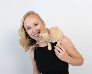 Me with my Devon Rex on my shoulders