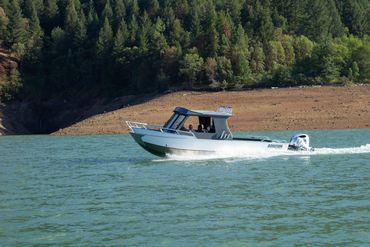 Boulton aluminum powerboat on the water