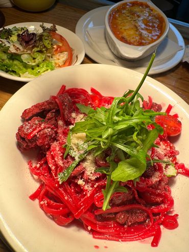 Beetroot Fillet steak Pasta