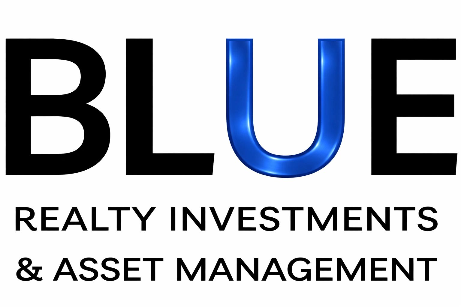 Logo for Blue Realty Investments & Asset Management with a blue 'U'.