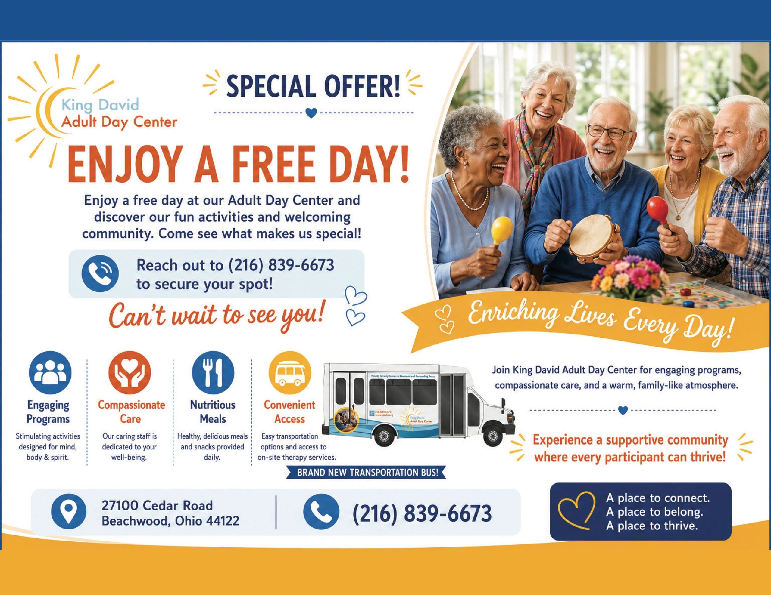 King David Adult Day Center offers a free day, with engaging programs and compassionate care.