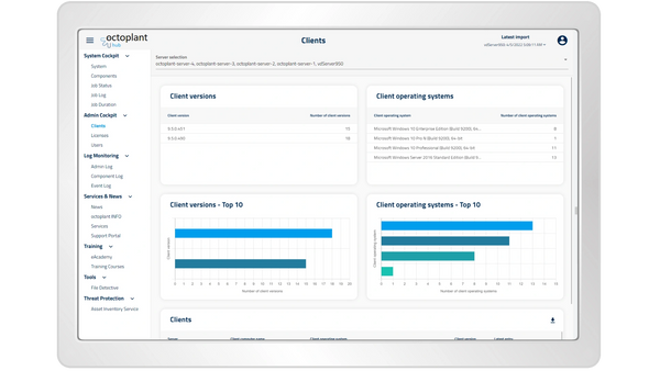 octoplaant-admin-cockpit-dashboard-reporting-functionalities-users-clients-licenses-overview