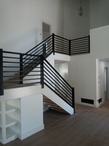 Modern horizontal steel stair railings for a Scottsdale home.