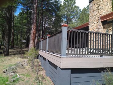 Custom oversized steel deck railing with oversized posts, Flagstaff AZ