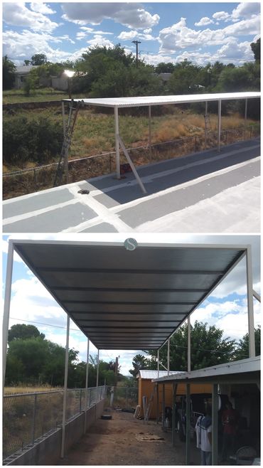 Custom steel shade structure in Cordes Junction, Arizona.