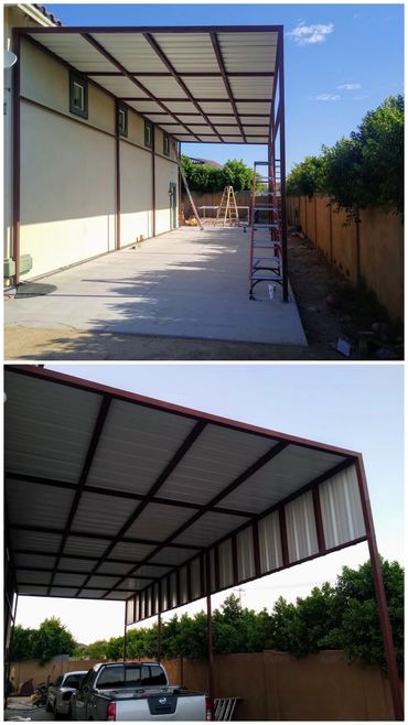 52-foot steel RV shade cover for home in Peoria, Arizona.