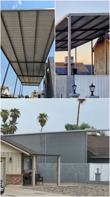 70-foot removable bolt-together steel RV shade cover, Peoria, Arizona.