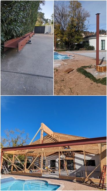 Structural steel beam and support post for a Paradise Valley home patio addition