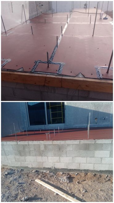 Steel plate and rebar over structural framing supporting a concrete deck, Peoria, Arizona