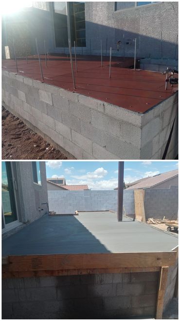 Elevated concrete deck supported by structural steel framing and support posts, Peoria, Arizona