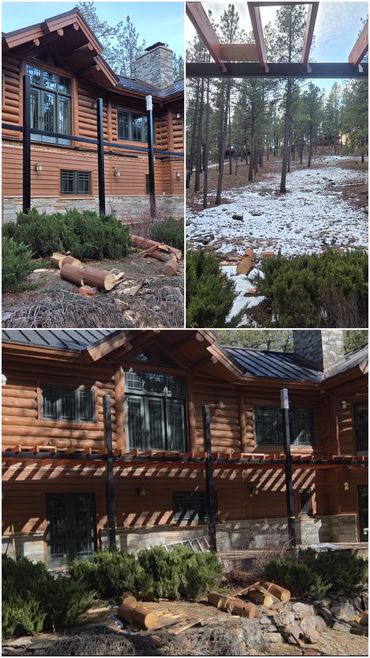 Structural steel support posts and beams for a second-story balcony, Flagstaff, Arizona