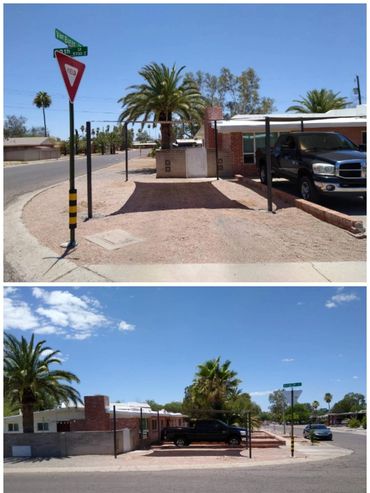 Shade sail canopy for residential outdoor shade in Tucson, Arizona.