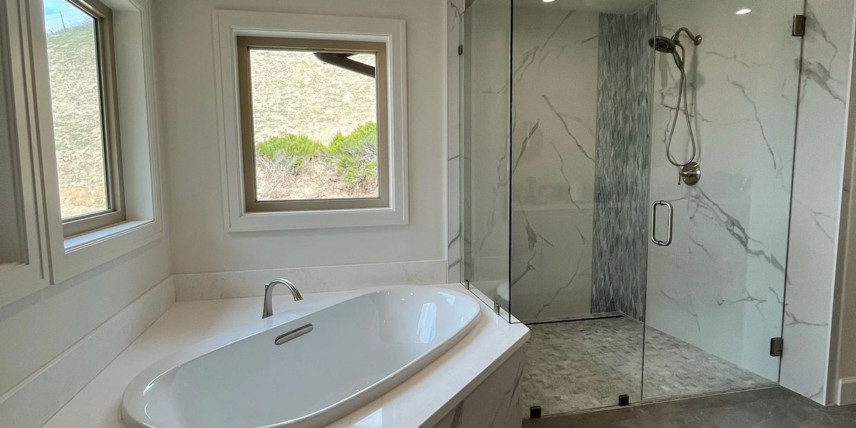Bathroom remodel with new shower glass