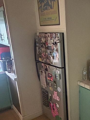 Kitchen cabinets before demo.