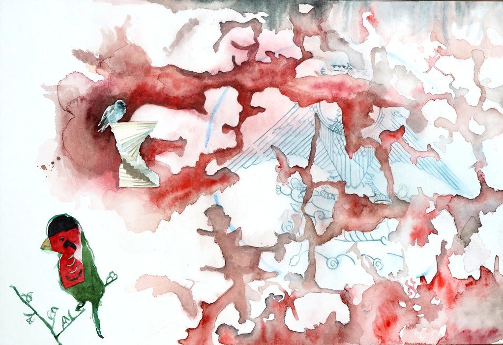 Acuarela de tres diferentes tipos de aves.
Three different kind of birds.
Watercolor.