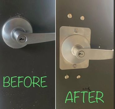 Commercial Lock and Lever replaced for added security and safety, deadbolts, push button locks