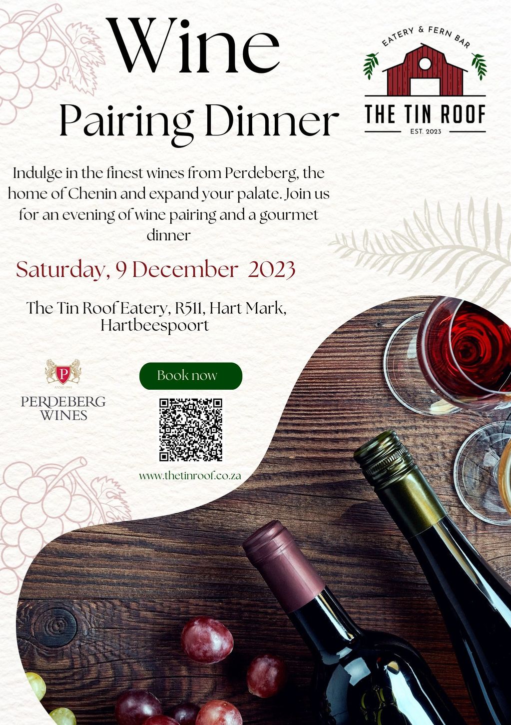 Wine Pairing Gourmet Dinner With The Tin Roof Eatery & Perdeberg Cellar