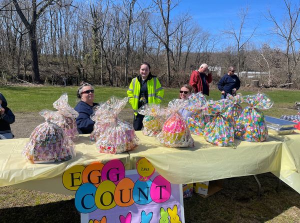 Secretary Shaffer, Firefighter Oprison, & Vice President Heckman at the 2023 Annual Easter Egg Hunt