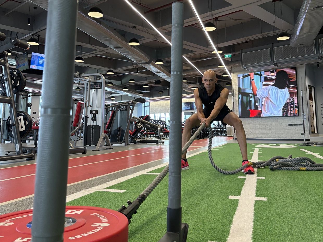 Manish Yadav is doing Sled Pull Workout.