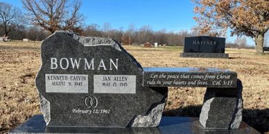 Gravestone for Kenneth Calvin and Jan Allen Bowman.