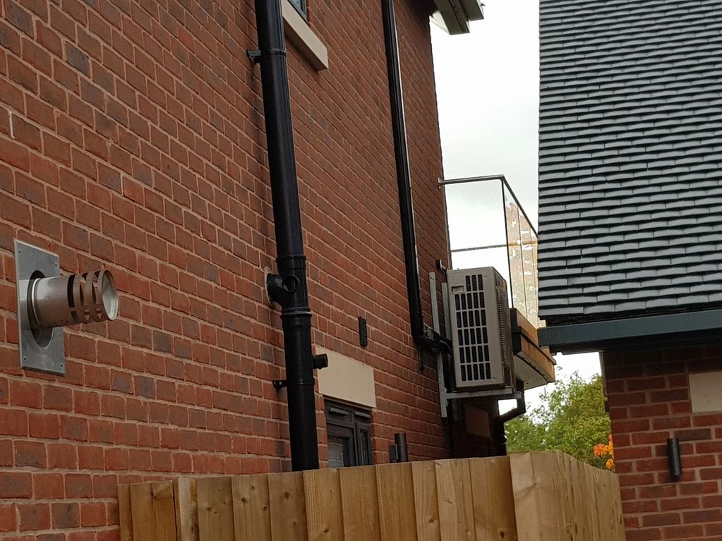 Residential Outdoor Unit Installation with all Services Hidden in Trunking