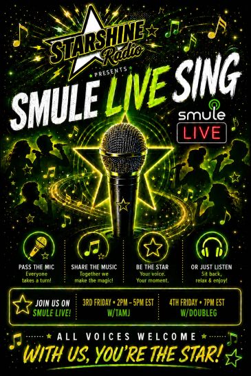 Promotional poster for Starshine Radio's Smule Live event.