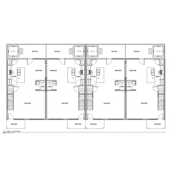Fouplexes are connected by a door near the adjoining stairs