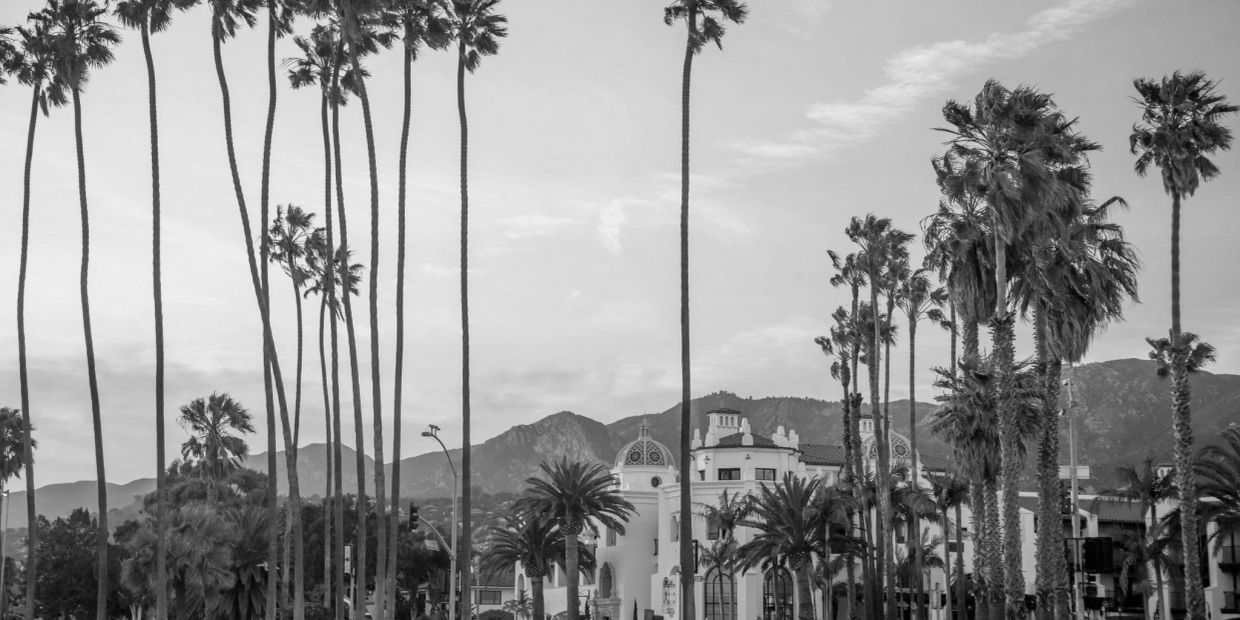 View of downtown Santa Barbara California from the ocean.