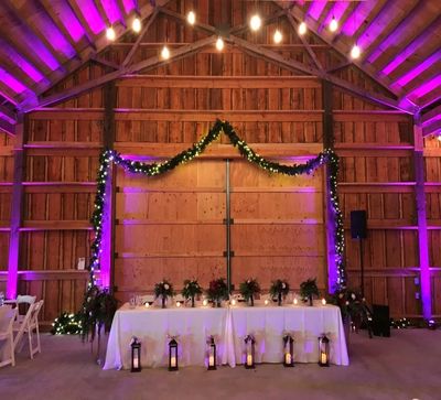 Bridal Party Table Lighting by Music De-Lite at Hillside Farms in Tenino, WA.