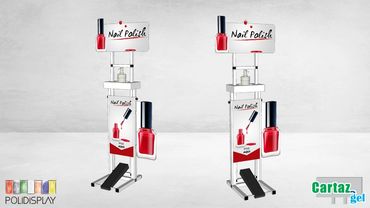 Suporte álcool em gel com comunicação personalizada e acionamento por pedal e regulagem de altura.