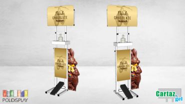 Suporte álcool em gel com comunicação personalizada e acionamento por pedal e regulagem de altura.