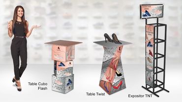 Display de Chão Automático Expositor de papelão para Calçados no pdv