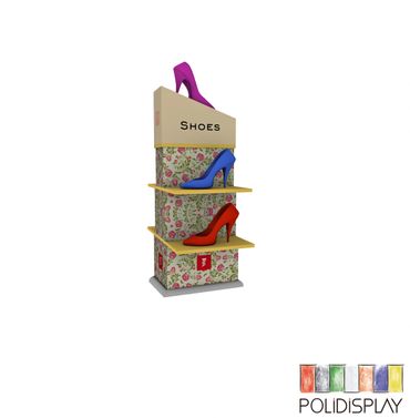 Display de Chão Automático Expositor de papelão para Calçados no pdv