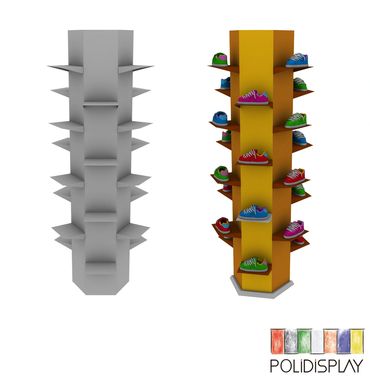 Display de Chão Automático Expositor de papelão para Calçados no pdv